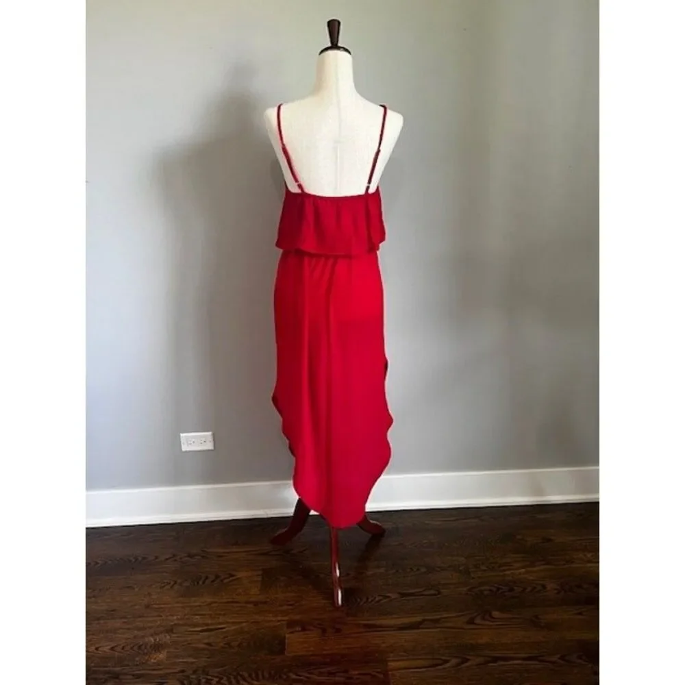 Women's Red Split Side Adjustable Strap Midi Dress Size M New With Tags - Picture 2 of 13
